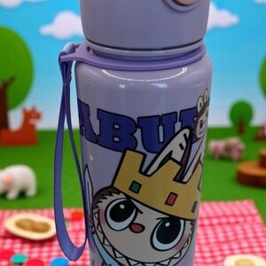 Purple Monster Character Water Bottle with Straw & Flip Lid